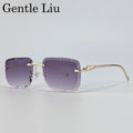 Fashion Square Rimless Punk Sunglasses Men 2025 Luxury Brand