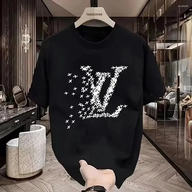 LV Luxury and Fashionable Pure Cotton Oversized Casual T-shirt Summer