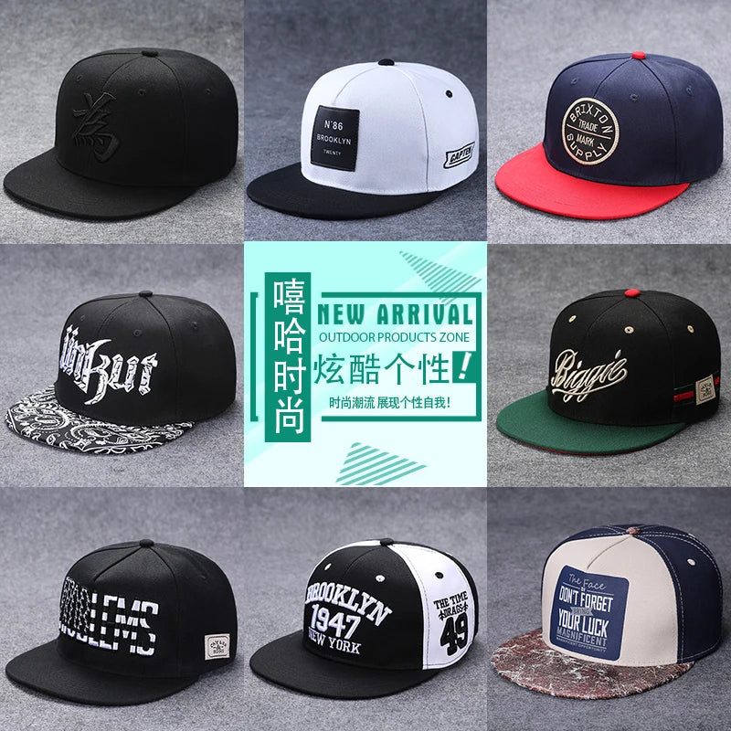 Funky Men's Letter Embroidery Tide All-match Flat Brim Baseball Cap Hip-hop Hat