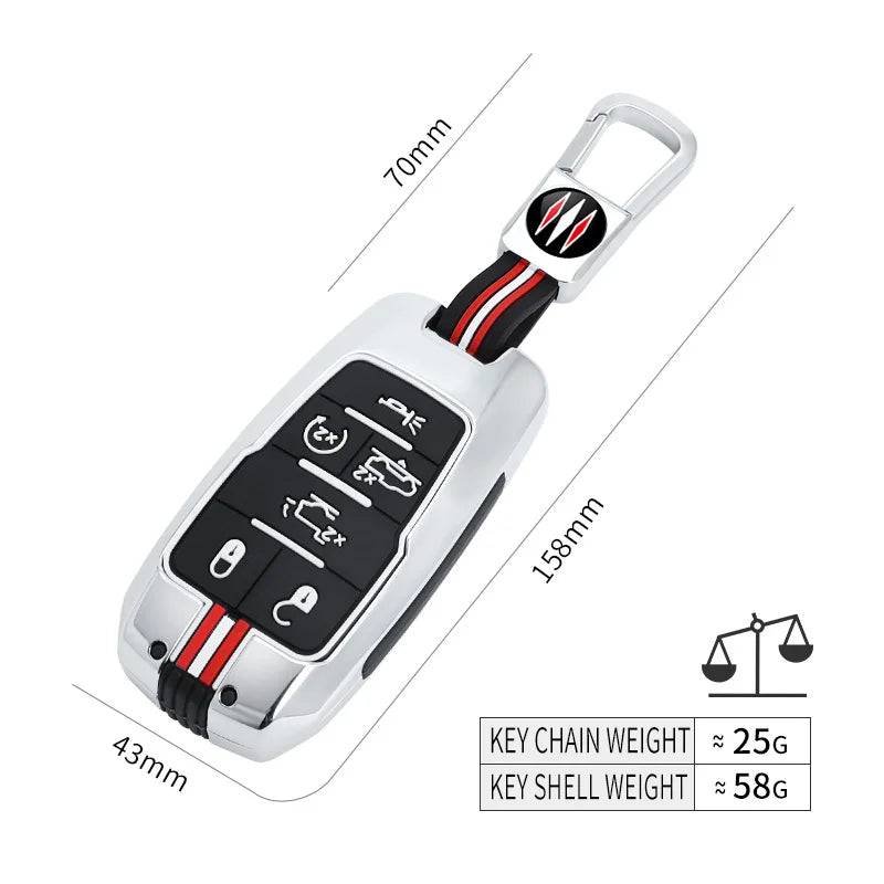 3 4 5 6 BOTTONS Metal Car Key Cover Fob Case Shell for Dodge Ram