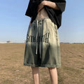 Denim Shorts Loose Elastic Waist Gradient Men's Short Jeans