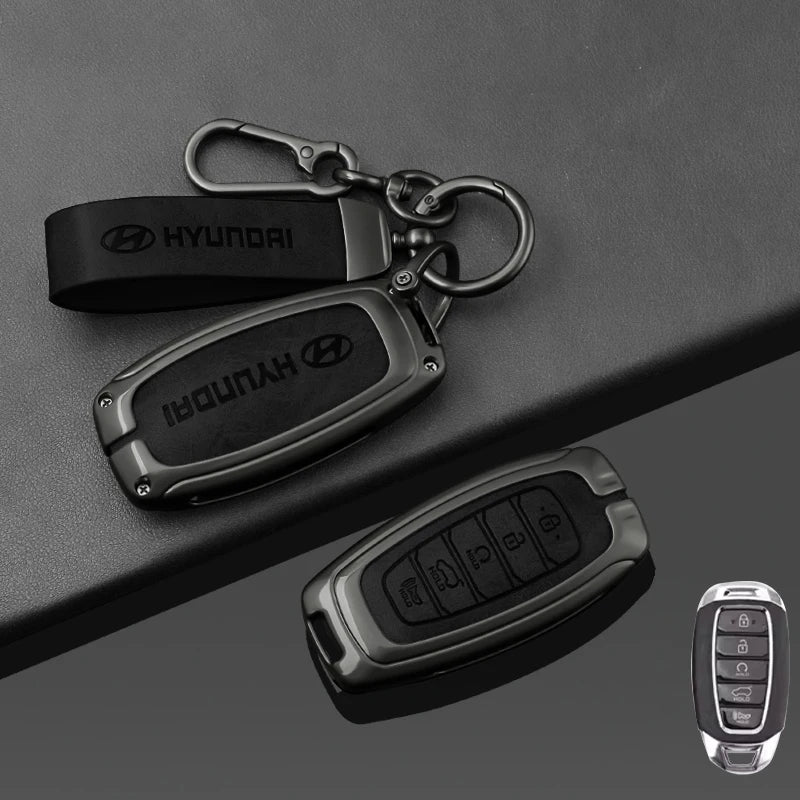 New Leather Car Smart Remote Key Case For Hyundai Performance Elantra GT Kona Santa Fe Veloster Auto Styling Protect Cover Shell