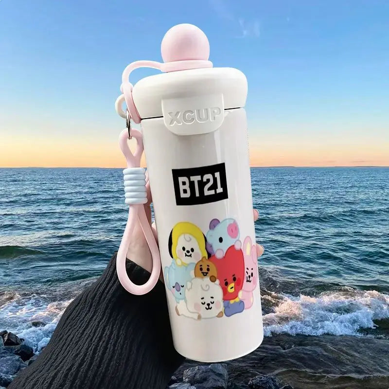 Cute Cartoon Bt21 600Ml Large Capacity Insulated