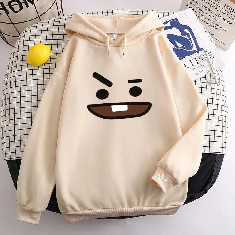 Kpop Boy Group Mascot Expression Hoodie Casual Streetwear