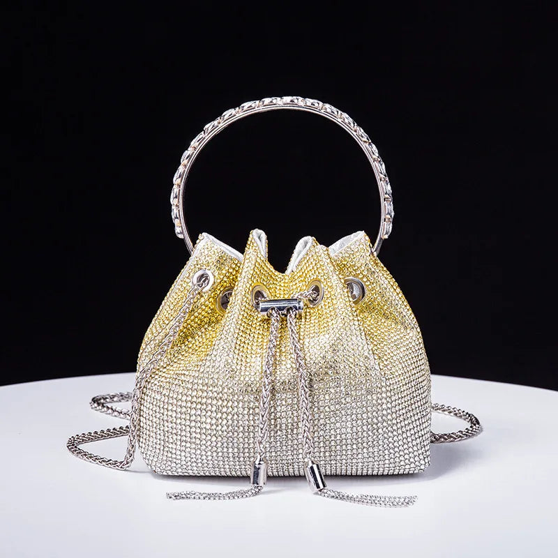 Acrylic Evening Handbag with Diamond-Encrusted Chain