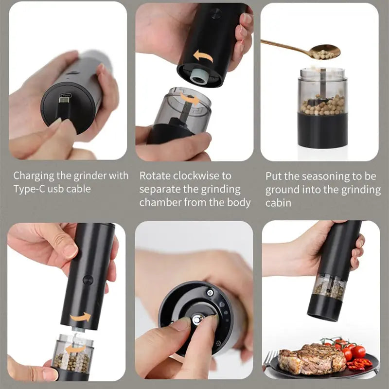 Rechargeable Electric Salt And Pepper Grinder Set