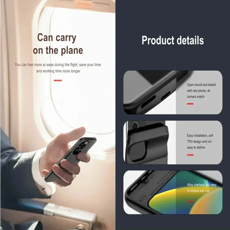 Battery Case for I-phone 12 11 14 13 15 16 Pro Max Mini Power Bank Charger Cover