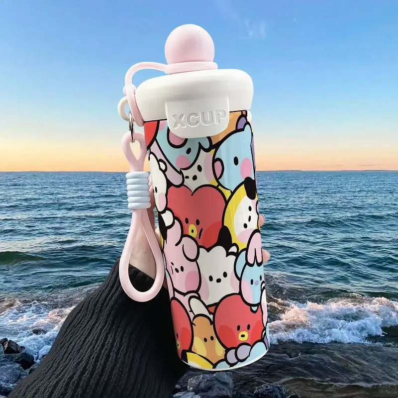 Cute Cartoon Bt21 600Ml Large Capacity Insulated