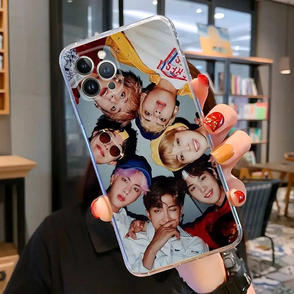 KPOP B-BTS For IPhone  Pro Max Plus Air Transparent Clear Shockproof Case