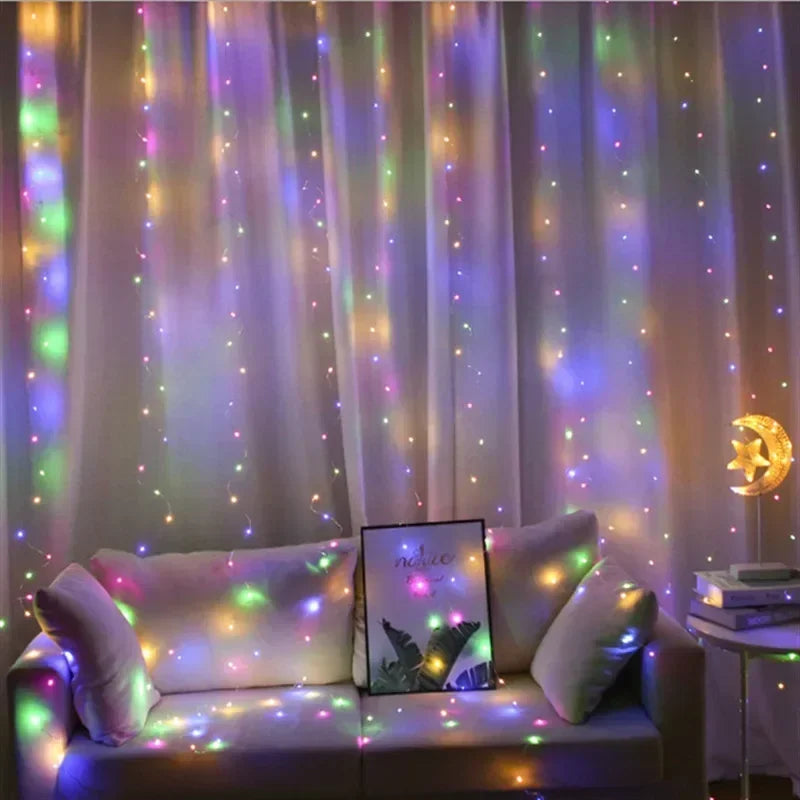 USB Remote Christmas Fairy Curtain Lights 8 Modes for Holiday
