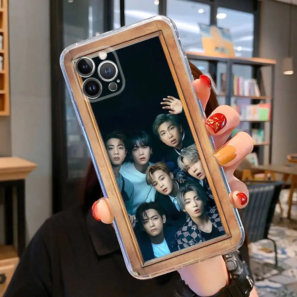 KPOP B-BTS For IPhone  Pro Max Plus Air Transparent Clear Shockproof Case