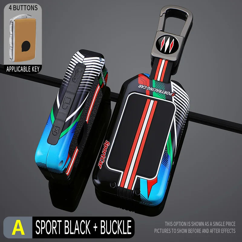 4 Buttons Racing Style Metal Car Key Case Fob Cover for Volvo