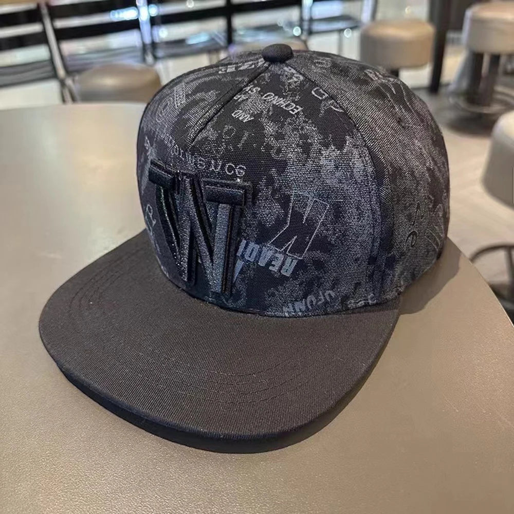 Funky Men's Letter Embroidery Tide All-match Flat Brim Baseball Cap Hip-hop Hat