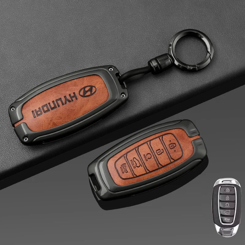 New Leather Car Smart Remote Key Case For Hyundai Performance Elantra GT Kona Santa Fe Veloster Auto Styling Protect Cover Shell
