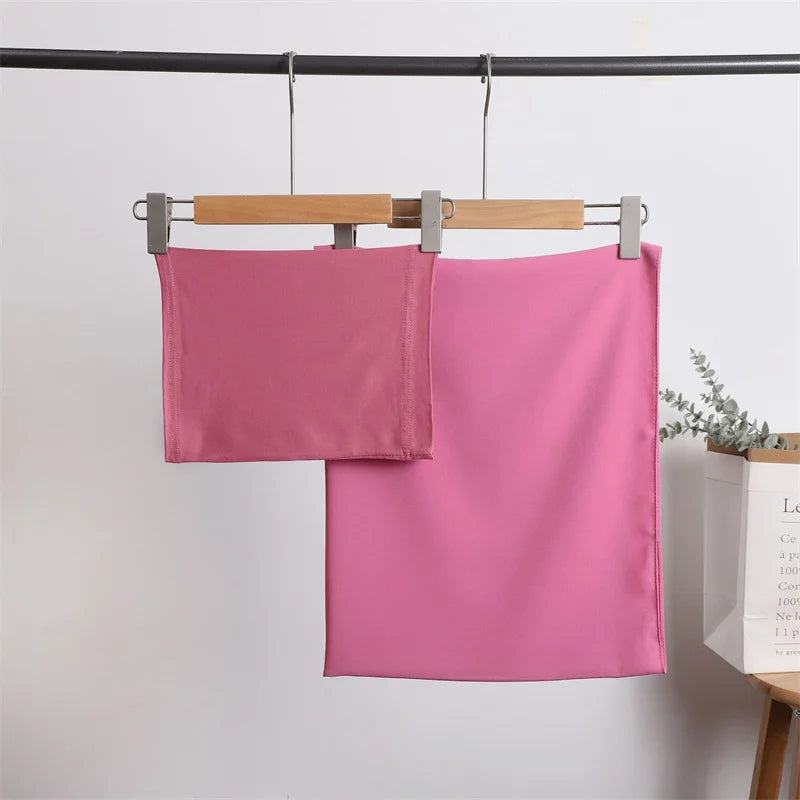 2pc/set Instant Chiffon Hijab With Modal Undercap Basic Stretchy Pullover Headscarf