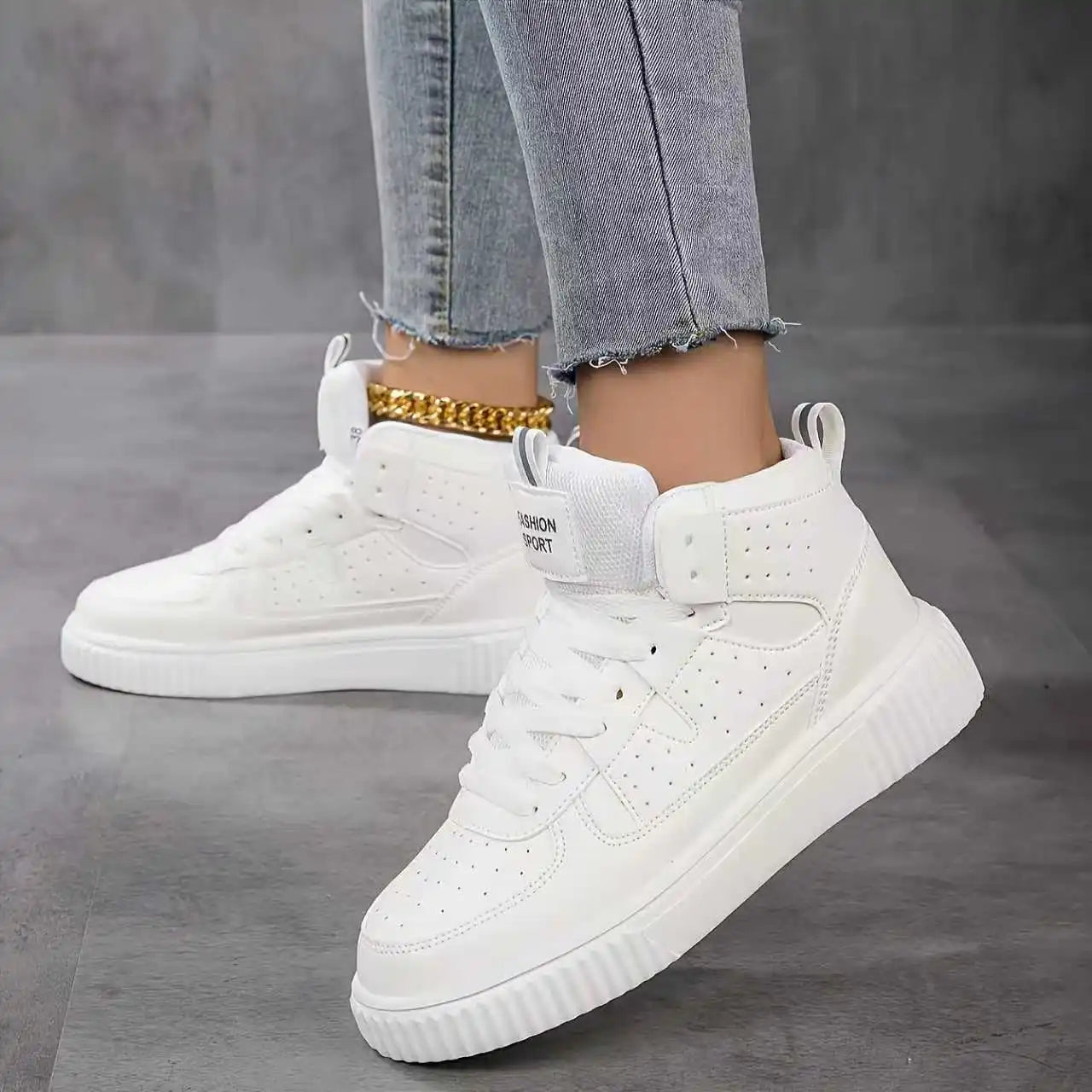 Fashionable Casual Women's Sport Shoes Breathable round Toe Flat Heel