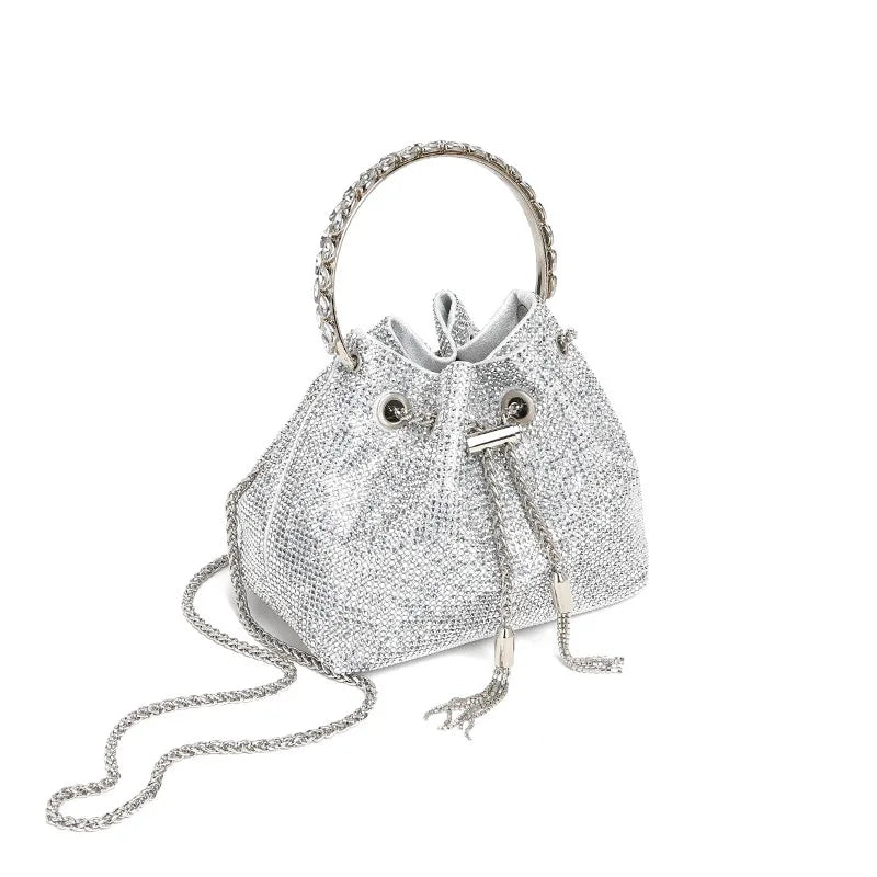 Acrylic Evening Handbag with Diamond-Encrusted Chain