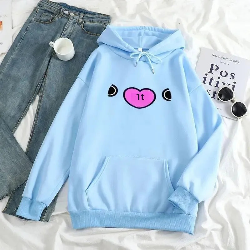 Kpop Boy Group Mascot Expression Hoodie Casual Streetwear