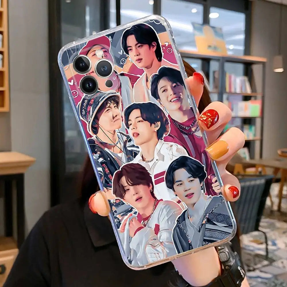 KPOP B-BTS For IPhone  Pro Max Plus Air Transparent Clear Shockproof Case