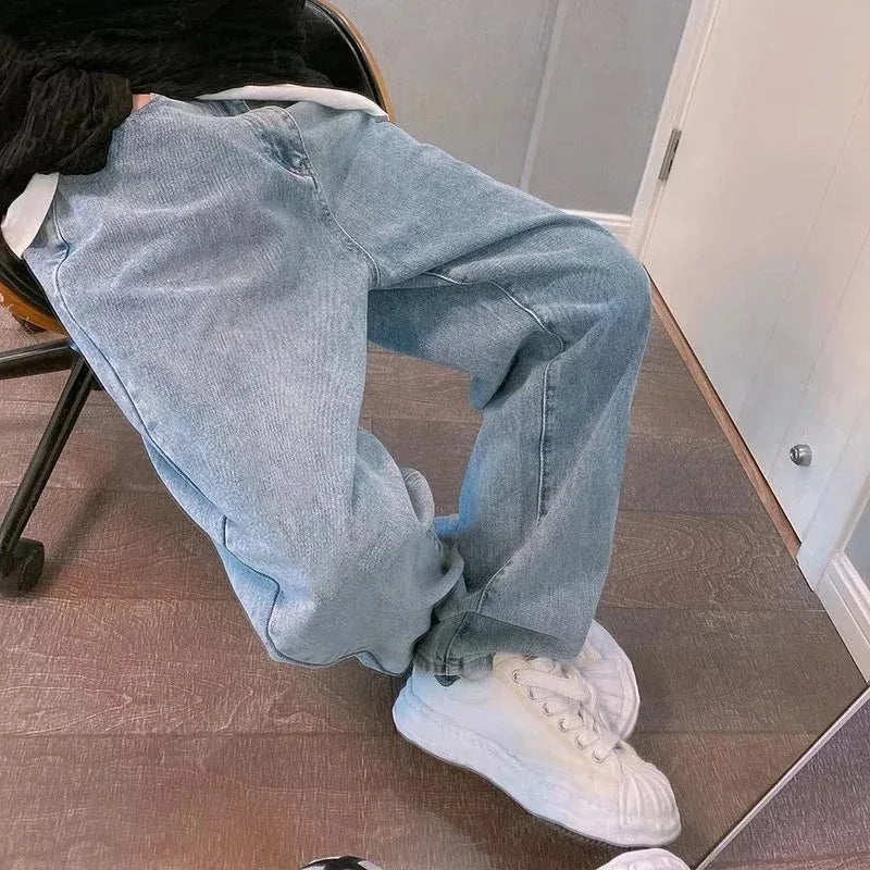 New Streetwear Baggy Wide Leg Jeans Korean Fashion Drapes Straight Casual Loose Denim     Cargo Pants