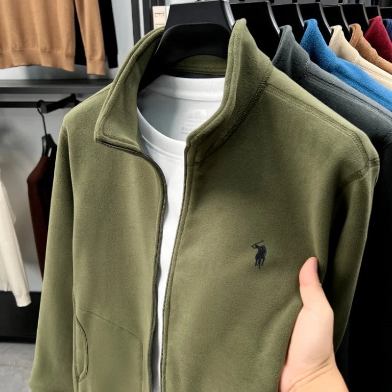Luxury high-end brand thicken warm men's jacket new fashion pony embroidery autumn winter soft comfort plush casual Paul coat