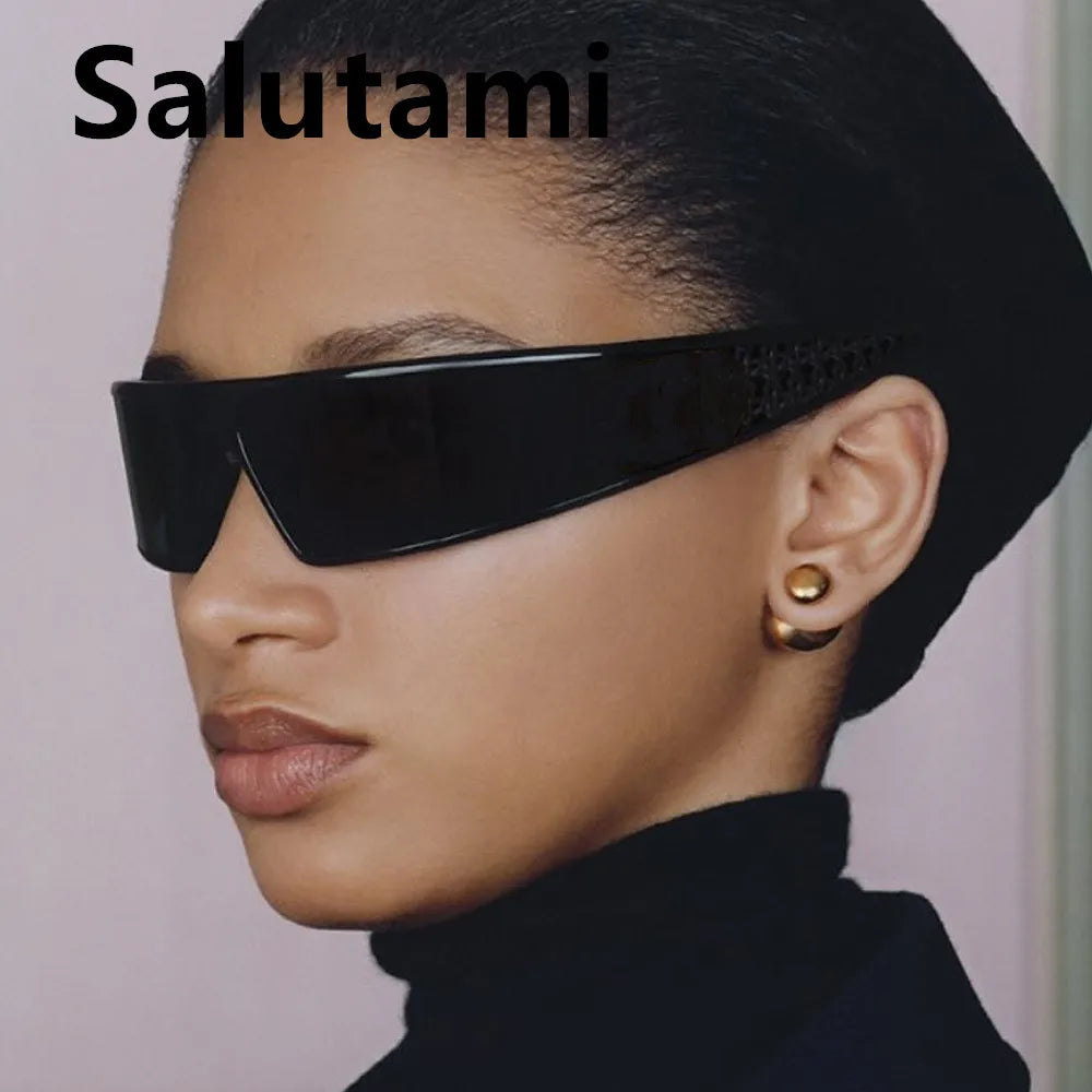 one piece arc rectangle black sunglasses