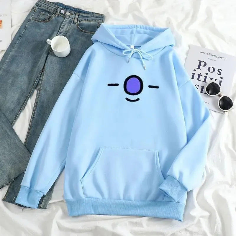 Kpop Boy Group Mascot Expression Hoodie Casual Streetwear