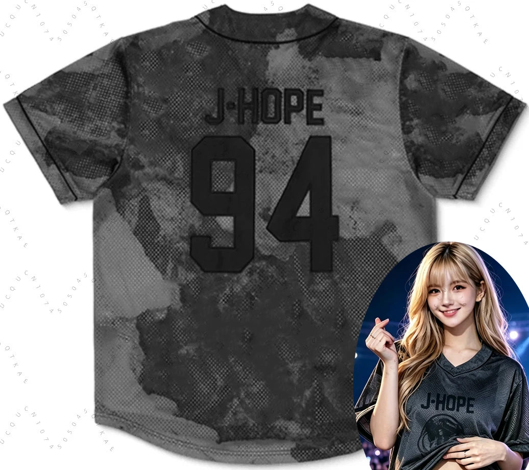 2026 Men Women KPOP V-neck T-shirt Jersey Suitable for Street Dance & BTS Concert