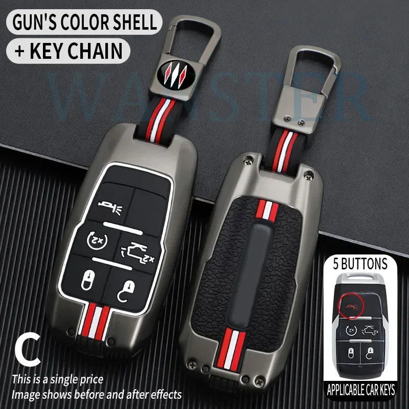 3 4 5 6 BOTTONS Metal Car Key Cover Fob Case Shell for Dodge Ram