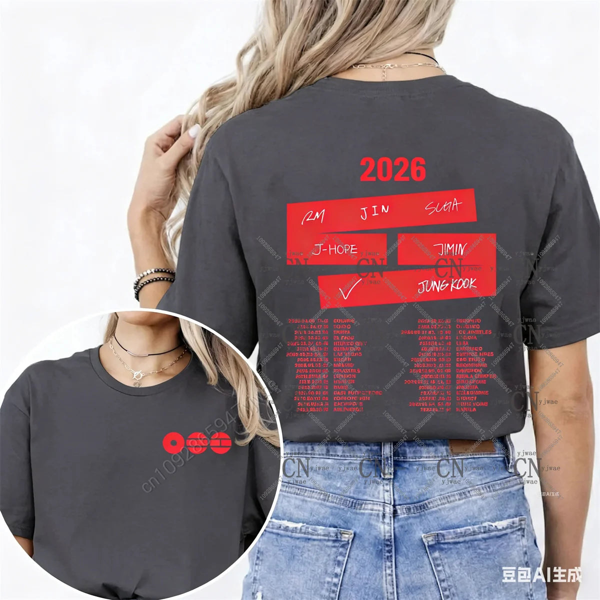 World Tour 2026 Shirt Comeback T-shirt K-pop Album A-ARIRANG Comeback Gift for Fans Fashion Top Summer Men's And Women's T-shirt