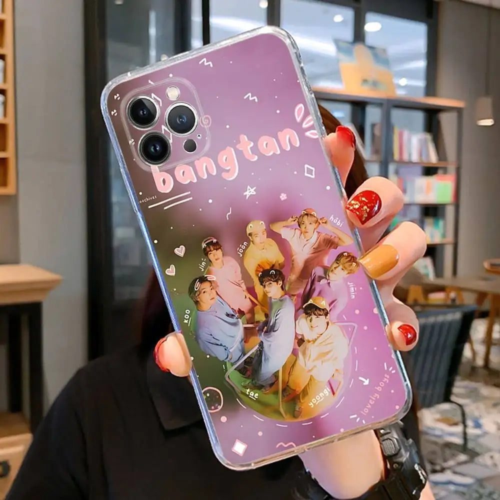 KPOP B-BTS For IPhone  Pro Max Plus Air Transparent Clear Shockproof Case