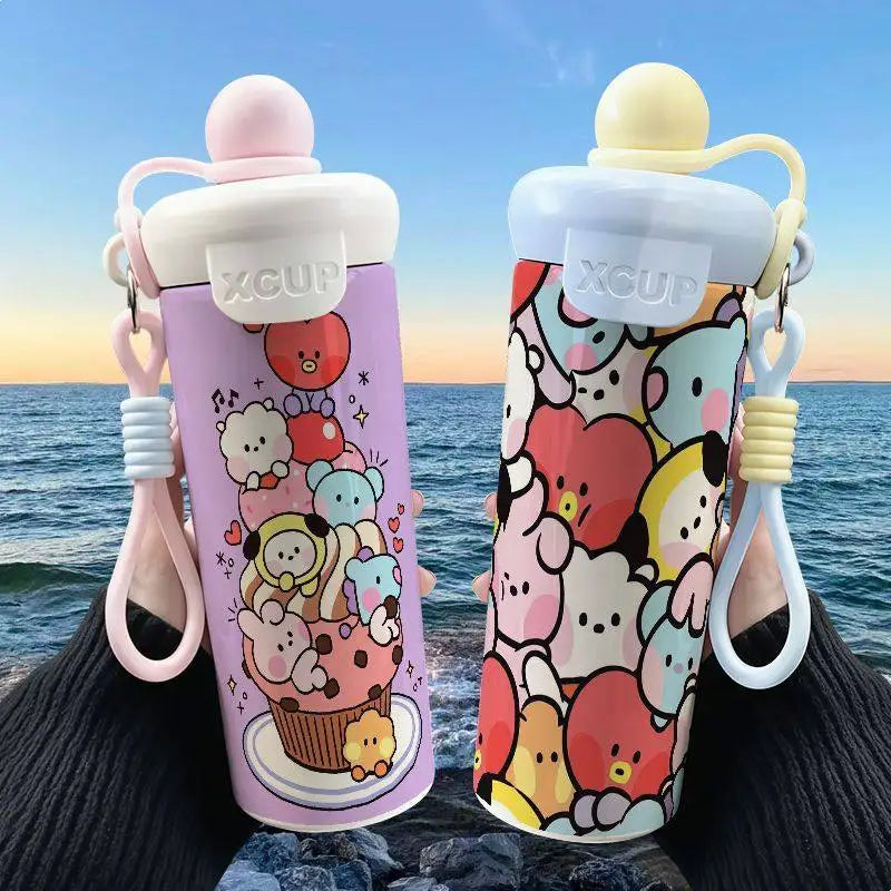 Cute Cartoon Bt21 600Ml Large Capacity Insulated