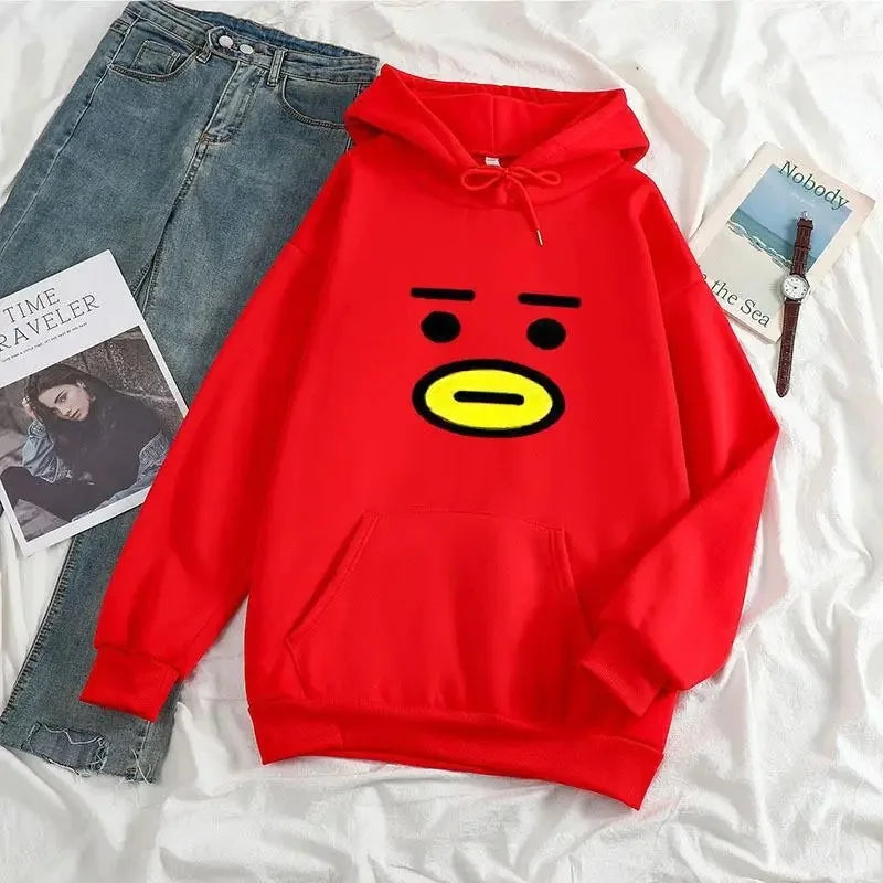 Kpop Boy Group Mascot Expression Hoodie Casual Streetwear
