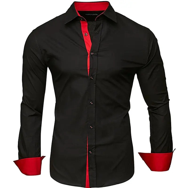 Men's New Polka Shirt, Men's Slim Fit Casual Long Sleeved Lapel Shirt