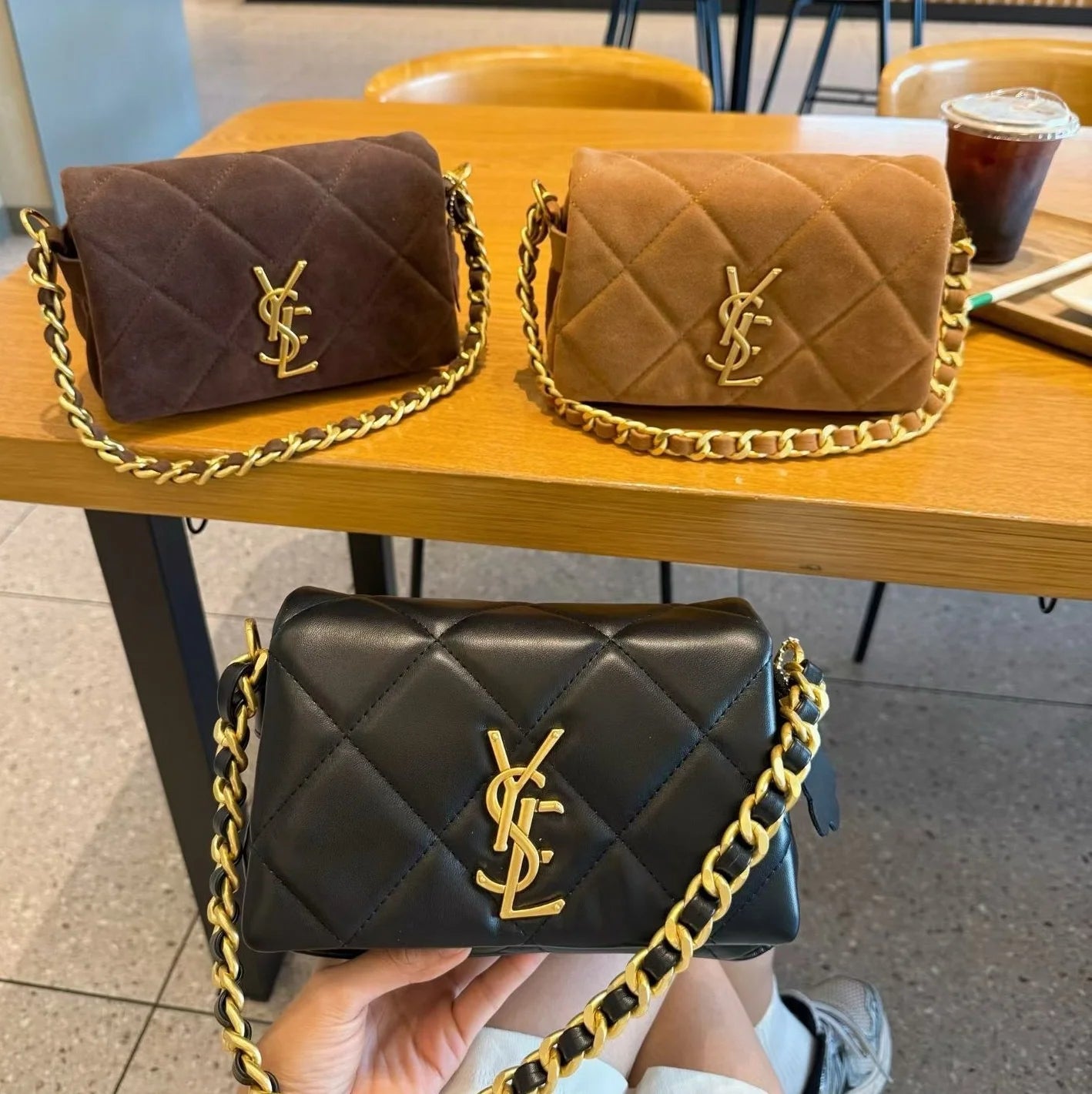 Luxurious Suede Diamond Grid Chain Link Small Fragrance Style Underarm Bag 2025 New Fashion Single Shoulder Crossbody Women's...