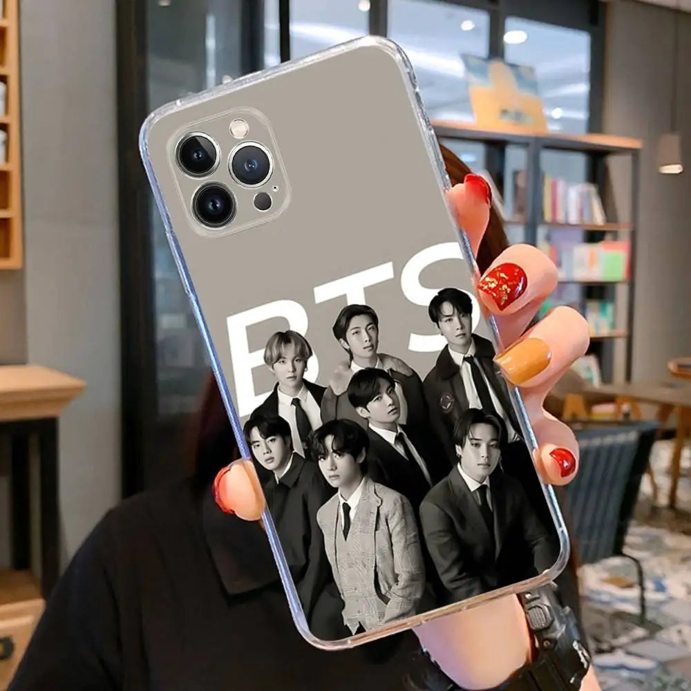 KPOP B-BTS For IPhone  Pro Max Plus Air Transparent Clear Shockproof Case