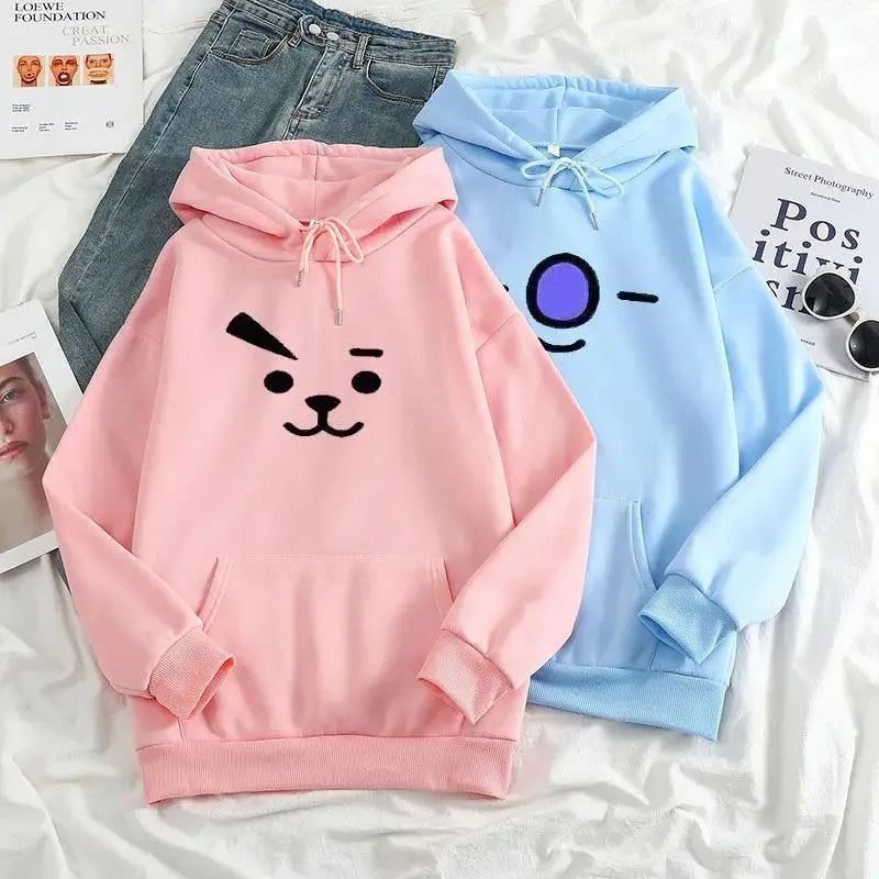 Kpop Boy Group Mascot Expression Hoodie Casual Streetwear