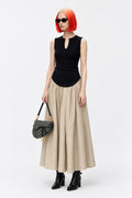 Strap V-neck Camisole Top For Women Casual Style Long Skirt For Summer