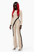Women's 2 Piece Outfit Sexy Asymmetrical Hem Long Sleeve Top And Wide Leg Pants Sets