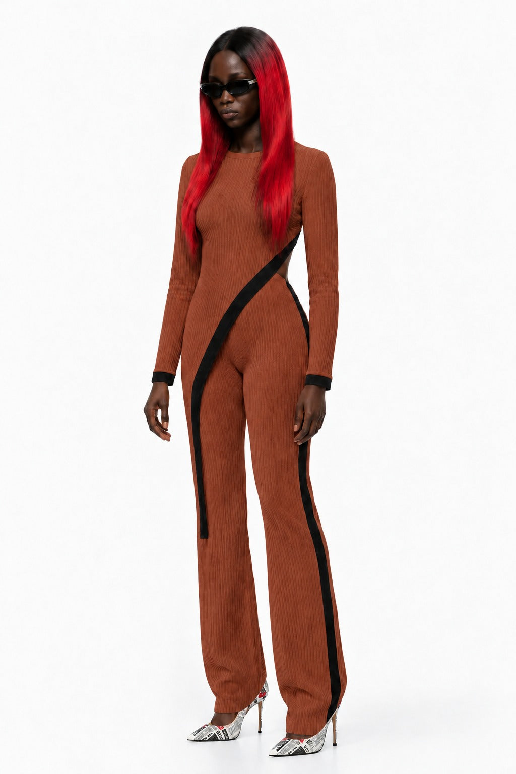Women's 2 Piece Outfit Sexy Asymmetrical Hem Long Sleeve Top And Wide Leg Pants Sets