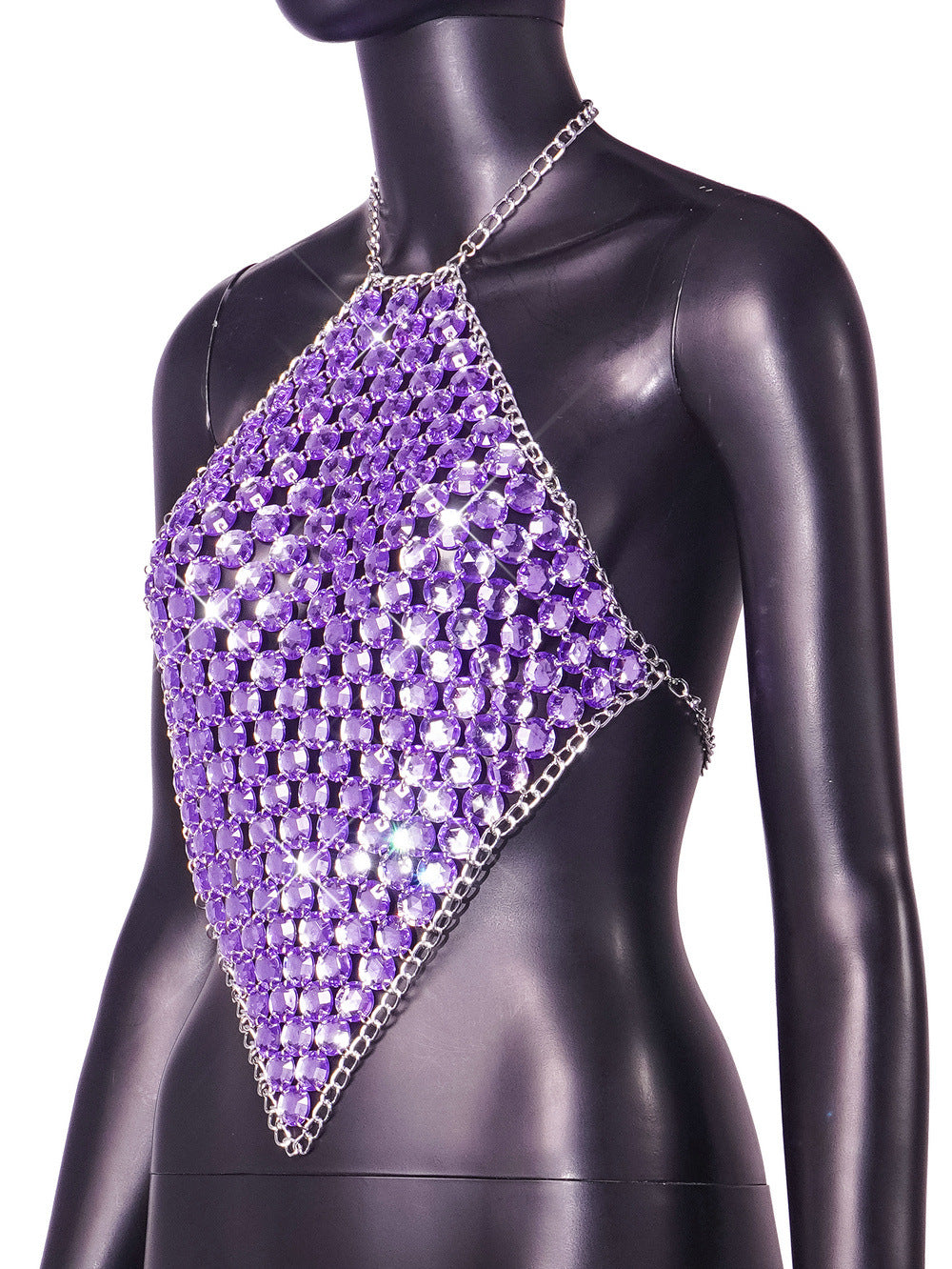 Summer Sexy Stitching Tube Top Chain Halter Top