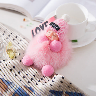 Fox FurPendant Sleeping Baby Backpack Fur Pendant