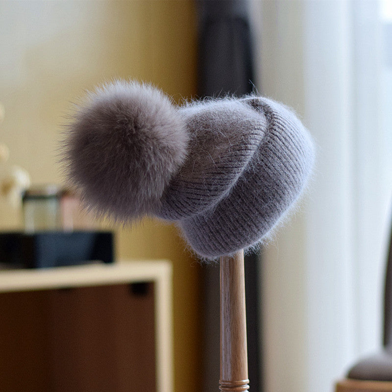 Women's Fashion Fox Fur Wool Cap