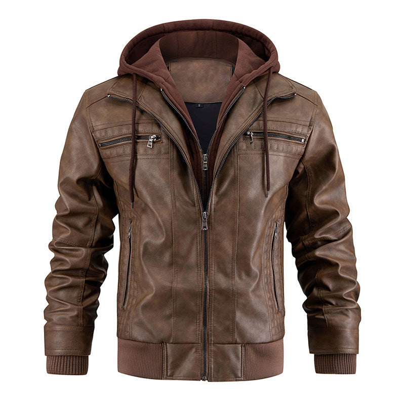 Men Leather Jacket Motorcycle Jacket Waterproof Windproof