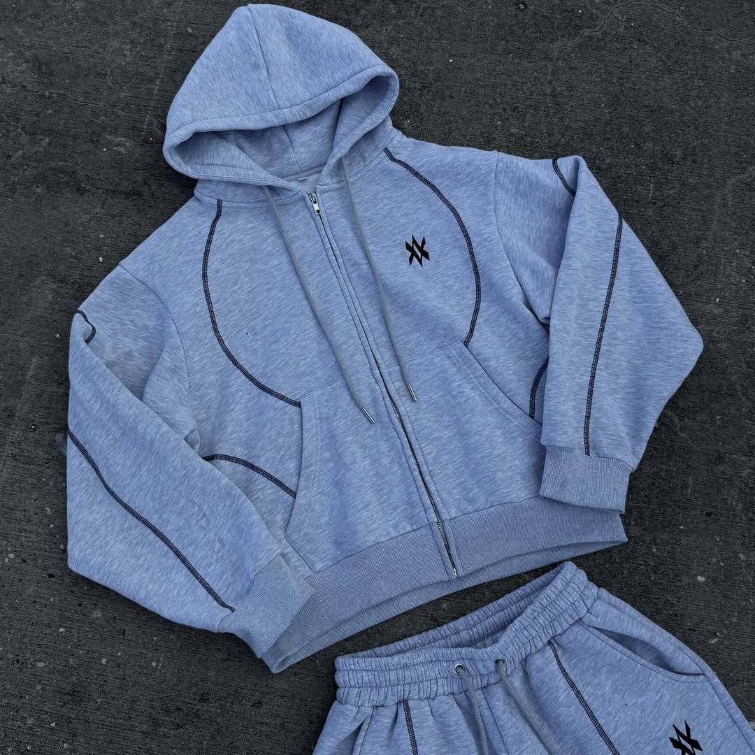 Street Hooded Cardigan Sweater Men's And Women's Same Loose Hooded Sweatpants Suit