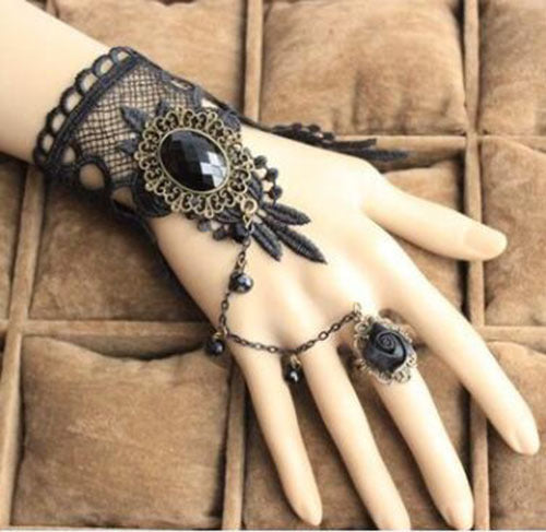 Fashion Vintage Palace Gothic Lace Gem Bracelet