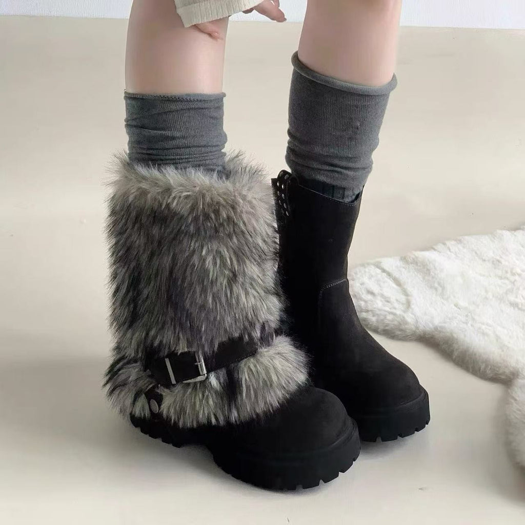 Winter Warm Furry Anti-slip Snow Boots For Women