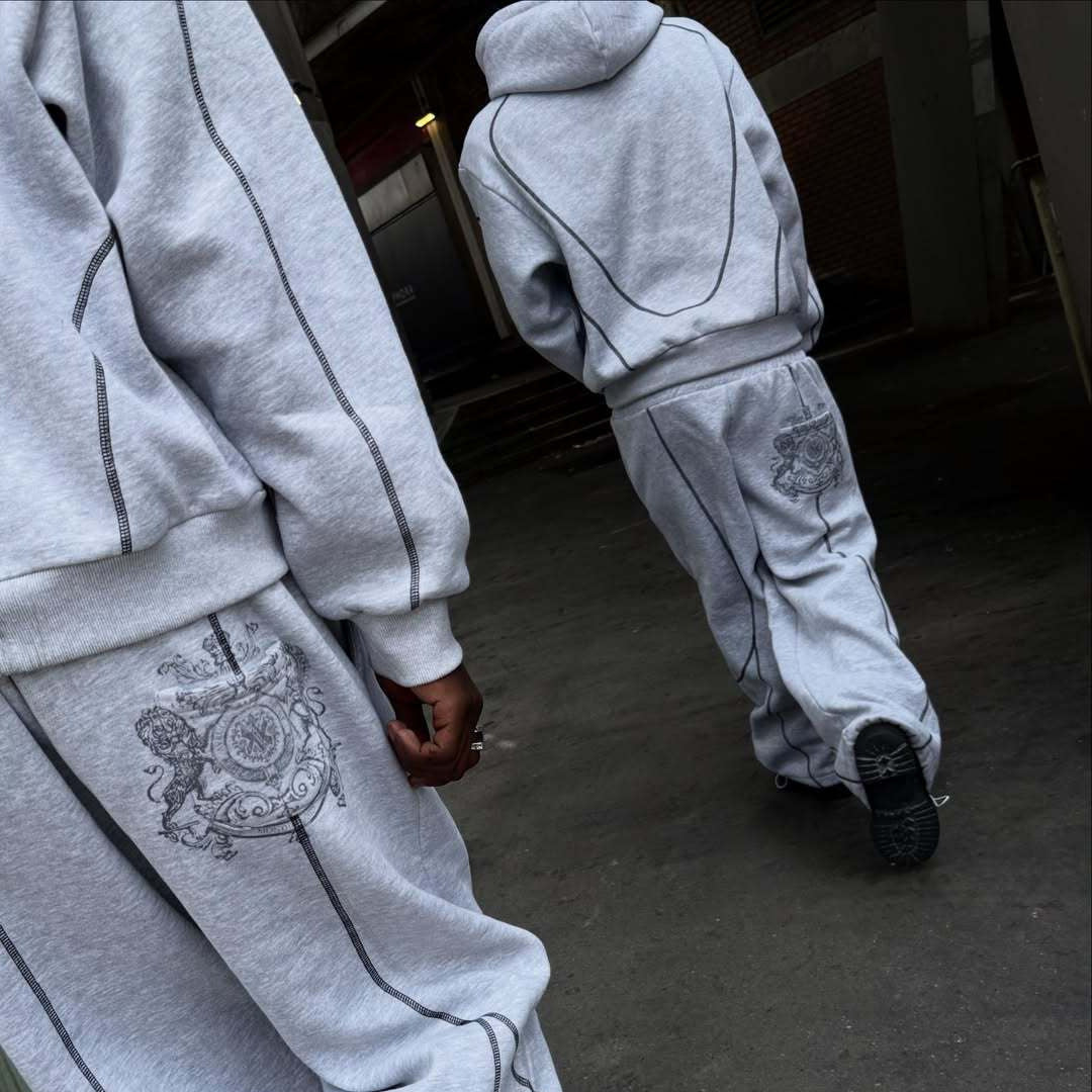 Street Hooded Cardigan Sweater Men's And Women's Same Loose Hooded Sweatpants Suit